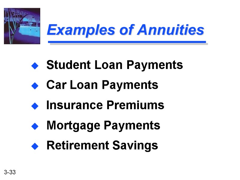 Examples of Annuities   Student Loan Payments   Car Loan Payments 